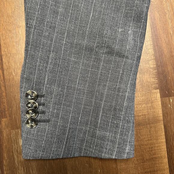 Beckett & Robb Blazer Mens 42R Gray Pinstripe Loro Piana Italian Wool Linen - Picture 8 of 16